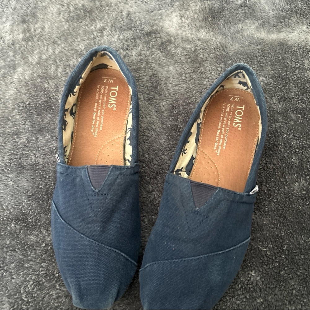 TOMS Dark Blue Canvas Slip-Ons